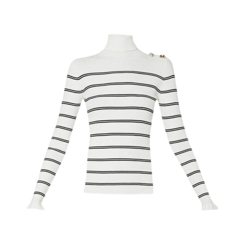 Maglia Donna a collo alto con righe Bianco Liu Jo- Francavilla Moda
